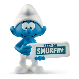 Figurine schtroumpf avec panneau smurfin