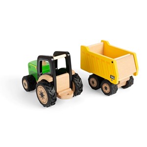 Tracteur et remorque en bois