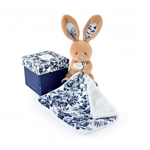 Doudou pantin lapin bleu marine