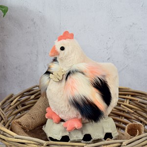 Peluche poule poulette beige 20 cm