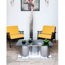 Table basse en métal et verre n°74