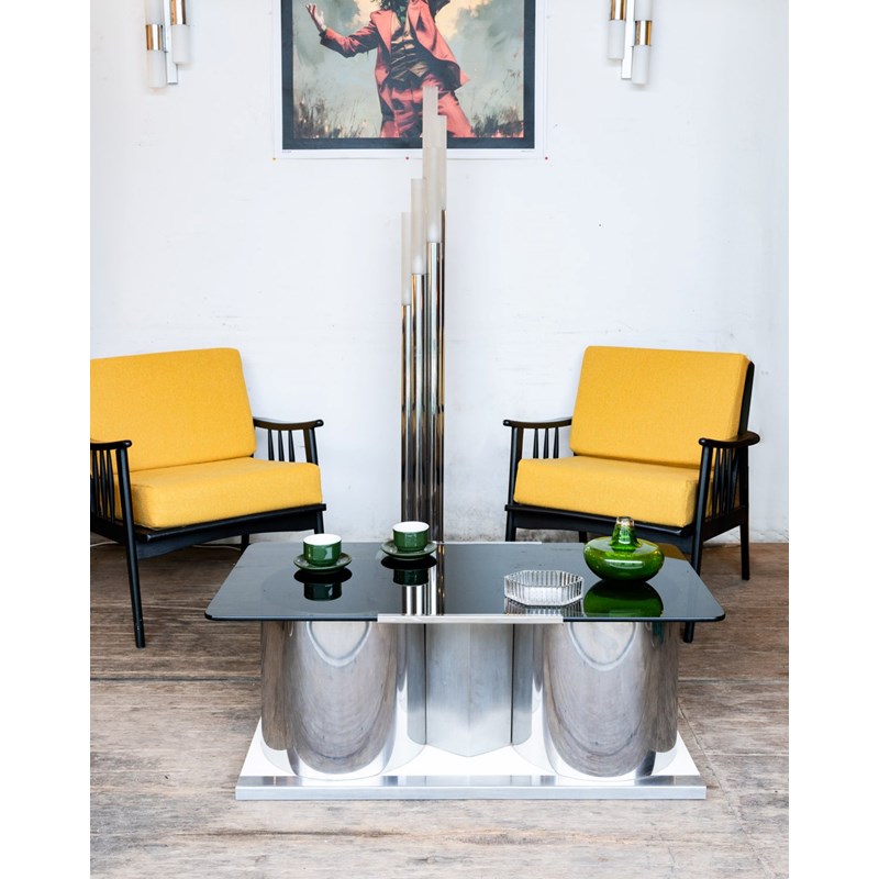 Debongout - Table basse en métal et verre n°74