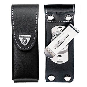 Etui cuir noir victorinox 111mm jusqu'à 10 p clip 4.0523.31