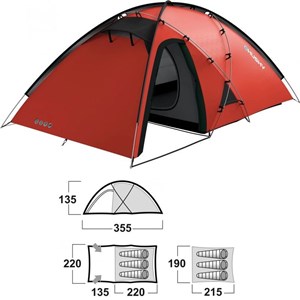 Tente husky felen 3-4 rouge