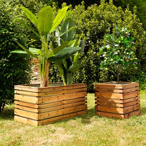 Bac à fleurs carré teinté brun lign z