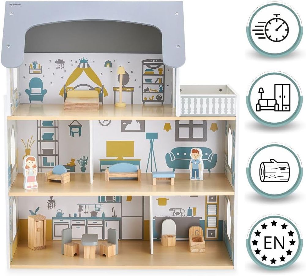 Kits De Maison 3D Mini Maison De Poupée À La Main En Bois Miniature Maison De Poupee Diy Kit Avec Lumieres Led Salle De Desse Am