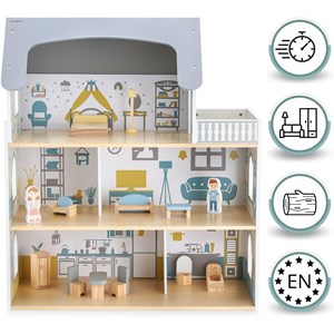 Maison de poupée bois avec accessoires