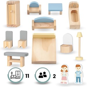 Maison de poupée bois avec accessoires