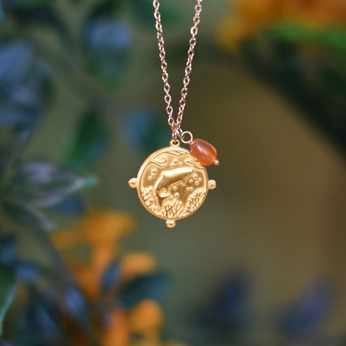 Collier En Résine Couleur Orange Saumon Nacré - Marque Denaive - Occasion En état Neuf