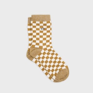 Chaussettes carreaux jaune et blanc