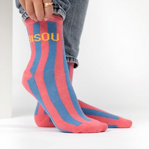 Chaussettes rayées femme bisou