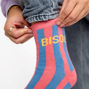 Chaussettes rayées femme bisou