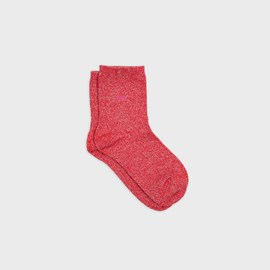 Chaussettes unies pailletées rouge