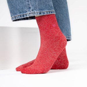 Chaussettes unies pailletées rouge