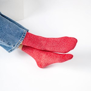 Chaussettes unies pailletées rouge