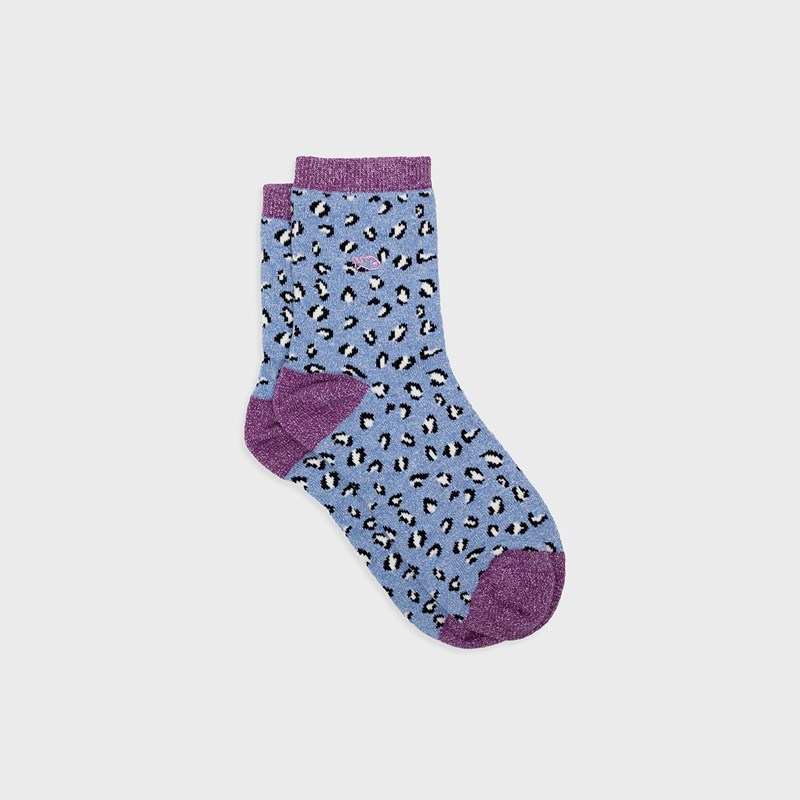 Chaussettes léopard bleu