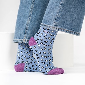 Chaussettes léopard bleu