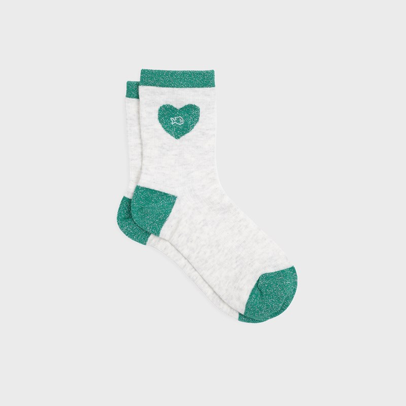 Chaussettes coeur blanc et vert