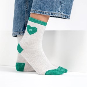 Chaussettes coeur blanc et vert
