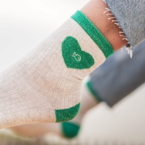 Chaussettes coeur blanc et vert
