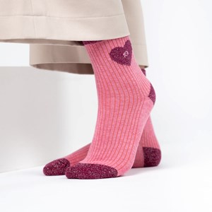Chaussettes coeur rose clair et rose