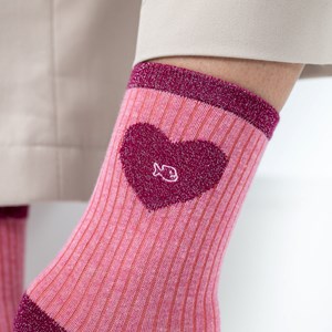 Chaussettes coeur rose clair et rose