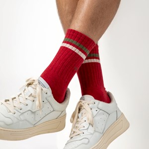 Chaussettes retro rouge, beige et vert