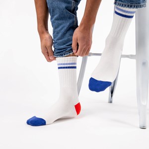 Chaussettes retro blanc et bleu