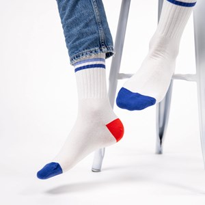 Chaussettes retro blanc et bleu