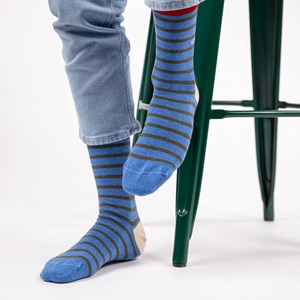Chaussettes rayures larges bleu et kaki