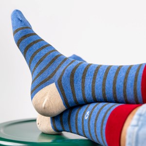 Chaussettes rayures larges bleu et kaki