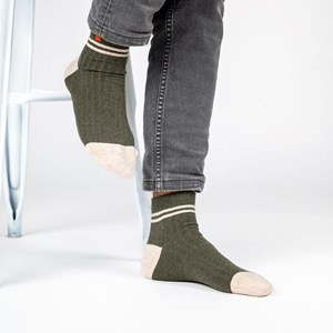 Chaussettes mi-hautes kaki et beige