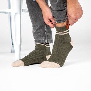 Chaussettes mi-hautes kaki et beige