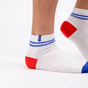 Chaussettes mi-hautes blanc et bleu
