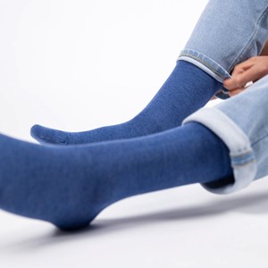 Chaussettes en bambou bleu jean chiné