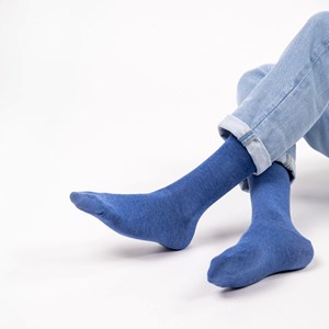 Chaussettes en bambou bleu jean chiné