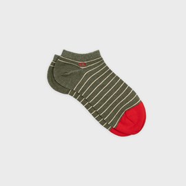 Socquettes à fines rayures kaki et beige