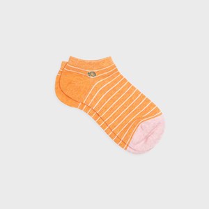 Socquettes à fines rayures orange