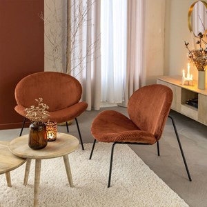Fauteuil velours terracotta