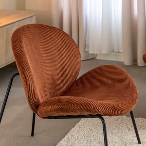 Fauteuil velours terracotta