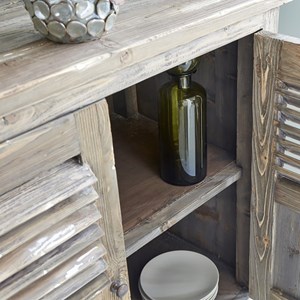 Commode pin recyclé 2 portes 4 tiroirs