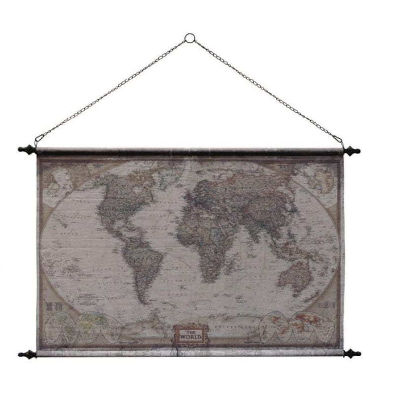 Toile mappemonde coton multicolore -