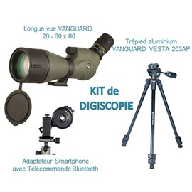 Kit longue-vue 20-60x80 vanguard xf80a avec trépied et adaptateur smartphone