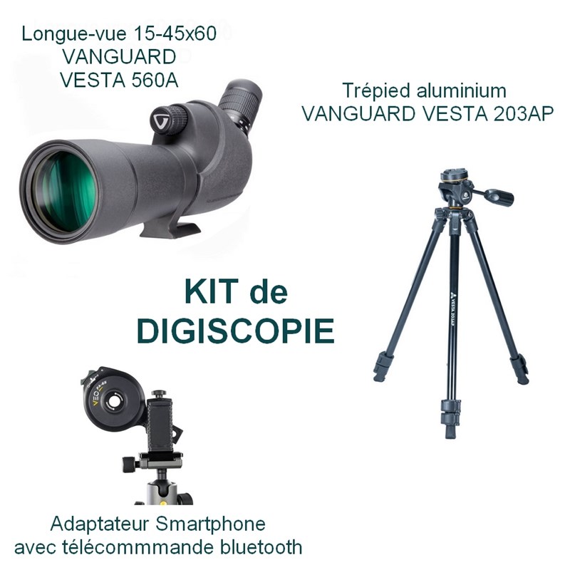 Kit longue-vue 15-45x60 vesta 560a avec trépied et adaptateur smartphone