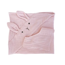Set serviette-bandana bunny bobble rose