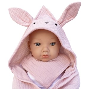 Set serviette-bandana bunny bobble rose