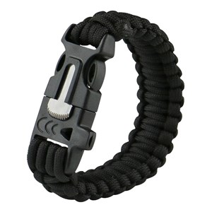 Bracelet paracorde pierre à feu et sifflet cao noir