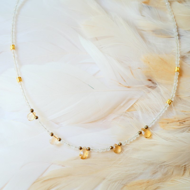 Collier pierre de lune et citrine daya