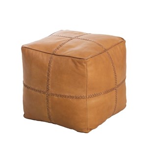 Pouf en cuir 1 place marron gaetan