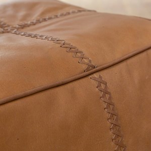 Pouf en cuir 1 place marron gaetan